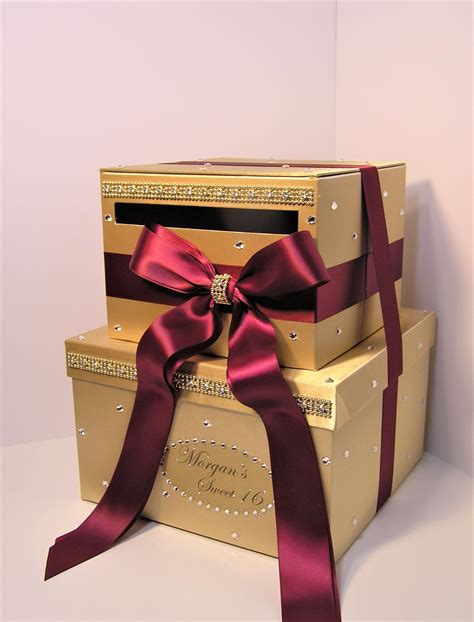 Whether you're reaching the diamond year after 60 years of marriage, the ruby 40 th anniversary or you are enjoying your 20 th year together, there's every reason to rejoice and revel in. Wedding Card Box Gold and Burgundy ,Gift Card Box Money ...