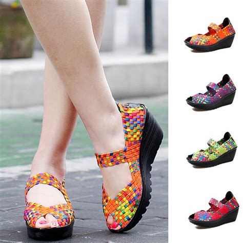 Platform Shoes Women Wedges Weave Casual Shoes Women Flats