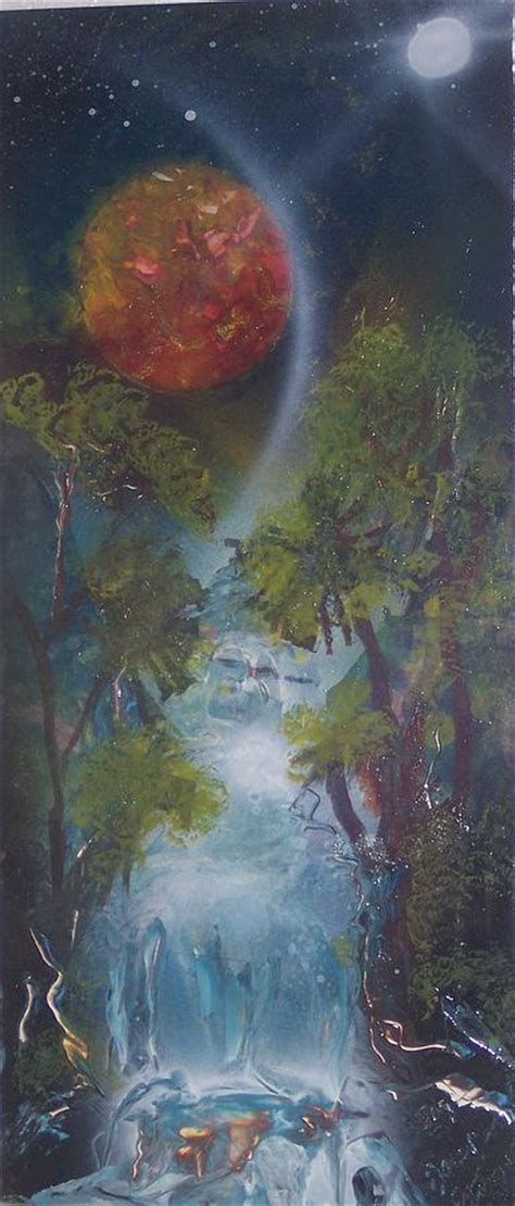 Waterfall Moon Painting By Juan Carlos Feliciano Fine Art America