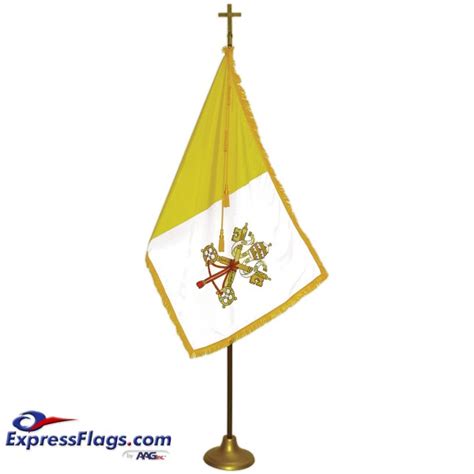 Papal Catholic Flags Deluxe Oak Finish Pole Papal Catholic