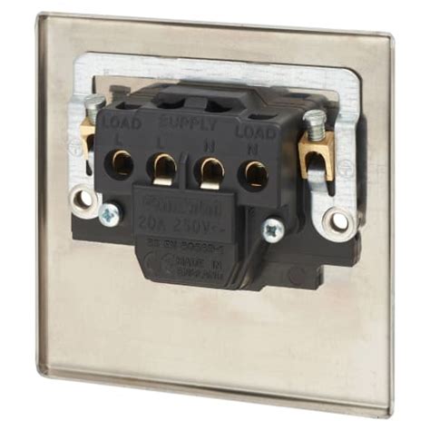 Contactum Iconic 20a 1 Gang Double Pole Switch Polished Steel With