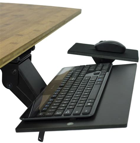 Laptop table laptop desk computer mobile workstations height adjustable with keyboard tray, bottom storage rack and wrist mouse pad 47x80cm folding bed laptop table tray lap desk notebook stand with ipad holder cup slot adjustable anti slip legs foldable for indoor outdoor. KT1 ergonomic under-desk computer keyboard tray adjustable ...