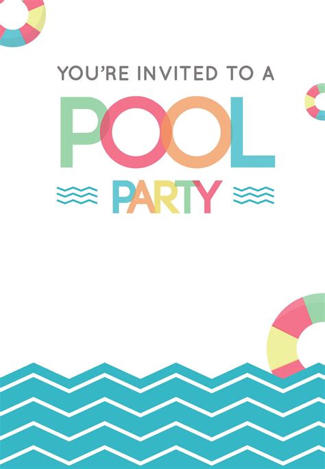 Blank Free Printable Pool Party Invitations Templates Printable Templates