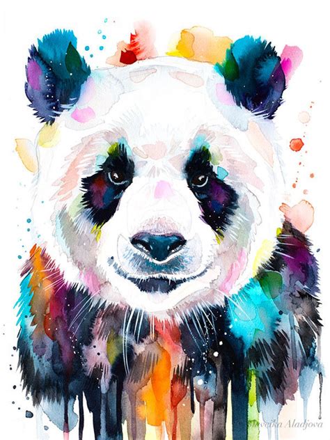 Impression Colorée De Peinture Daquarelle De Panda Par Etsy