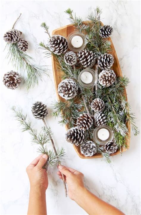 3 Minute Diy Snow Covered Pine Cones And Branches 3 Ways Artesanía