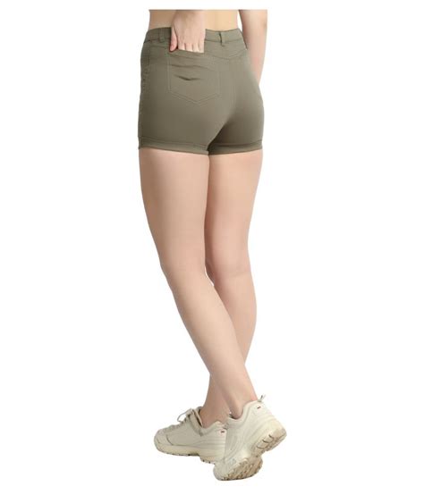 Buy Overs Denim Hot Pants Khaki Online At Best Prices In India Snapdeal
