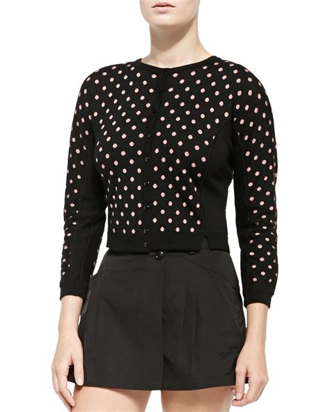 Red Valentino Cropped Polka Dot Cardigan In Black Lyst