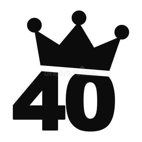 Number 40 With A Crown On The Top Vector Fortieth Birthday Graphic