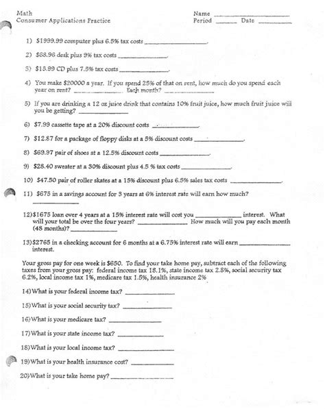 9 best images of consumer math word problem worksheets money word