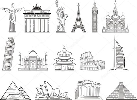 World Landmarks Coloring Pages