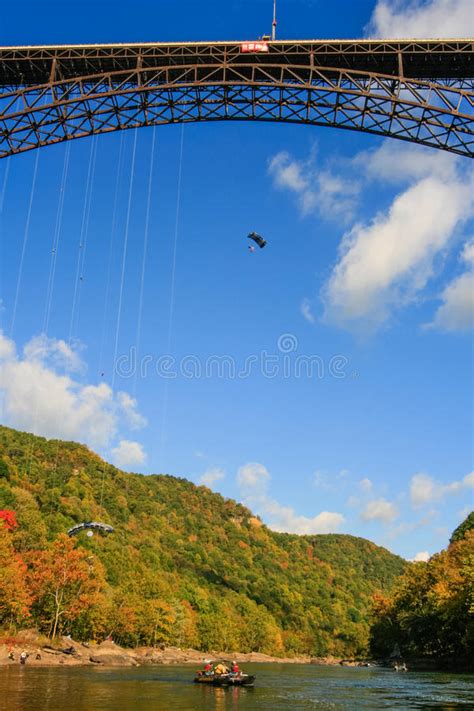 Bridge Day New River Gorge Bridge Jumper Falling Editorial Stock Image