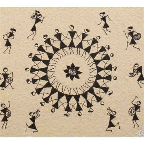 Simple Warli Painting Images Black And White Download Free Mock Up