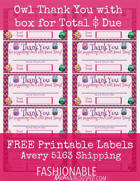 You can use them as Free Printable: Owl Thank You Labels with place to write total. These stickers are great for da ...