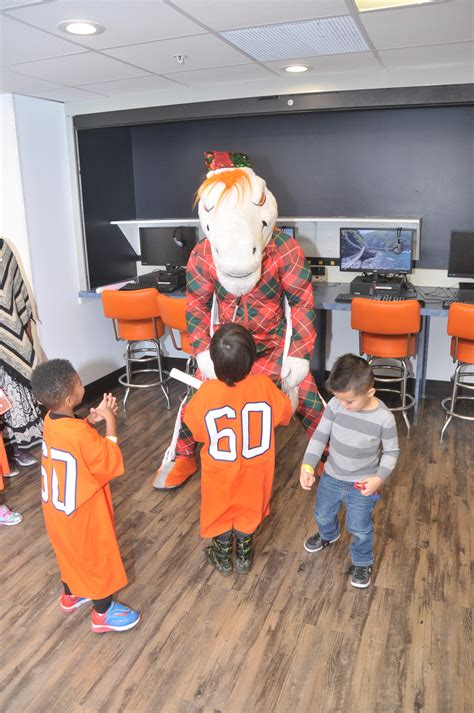 Miles the broncos mascot shares his favorite tunes for turns in the colorado mountains. Denver Broncos mascot Miles greets kids in the refurbished ...