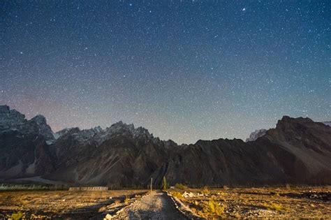 Starry Night And Stars Over The Pakistan In Karakoram Mountains K2 And