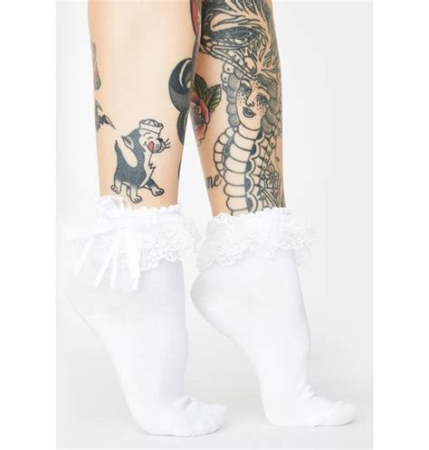 Lace Ruffle Ankle Socks White Dolls Kill