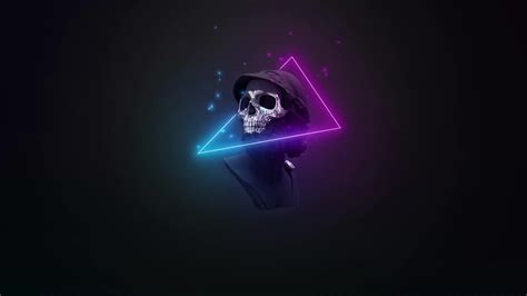 Skull Neon Minimal Live Wallpaper Wallpaperwaifu