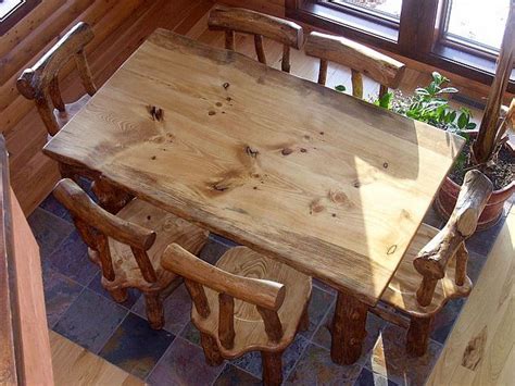 ✅ browse our daily deals for even more savings! Hand Made Rustic Pine Log Diningroom Table And Chairs by ...