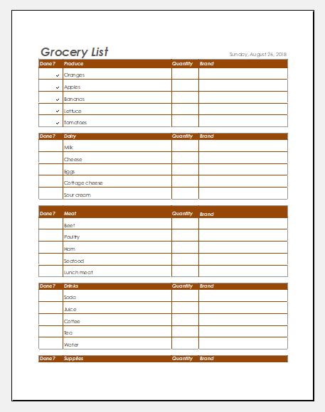 8 Grocery List Excel Template Excel Templates Excel Templates Images