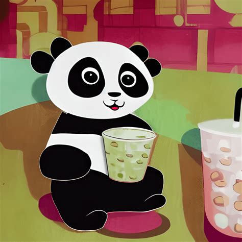 Cute Panda Drinking Boba Tea 2d Kawaii Chibi · Creative Fabrica