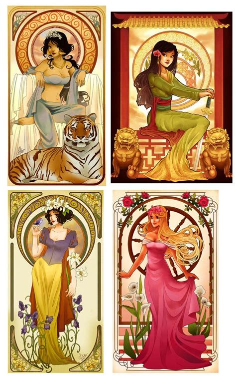 Complete Art Nouveau Disney Princesses Print By Neverbirddesigns Art