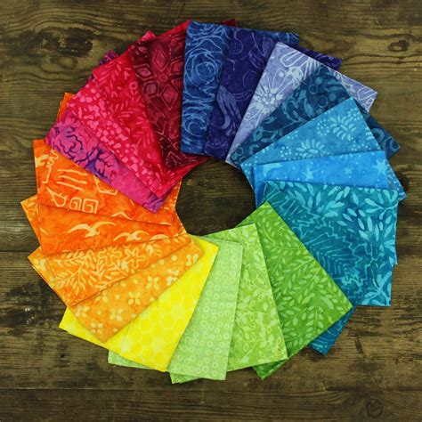 Cotton Batik Pre Cut Fabric Bundles Fat Quarter Rainbow Loudelephant