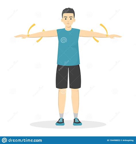 Arm Circles Exercise Man In Sport Clothes Doing Warm Up Stock Vector
