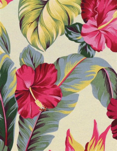 Red Hibiscus Hawaiian Upholstery Fabric Bird Of Paradise Banana Leaf