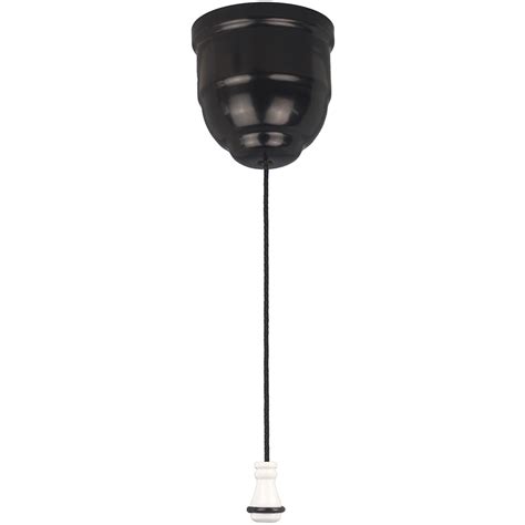 Satin Black Ceiling Pull Cord Switch With Black Cord 90bl Bl