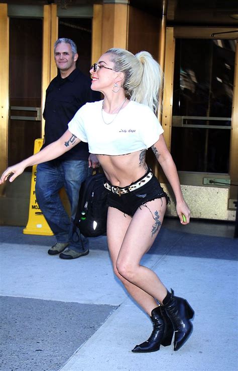 Lady Gaga Flashes Toned Figure In Tiny Hot Pants And Crop Top As New