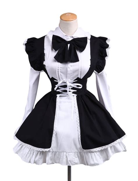 Tomsuit Cotton Black And White French Maid Sweet Lolita