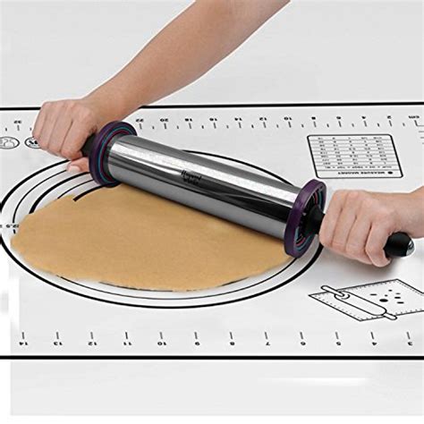 Stainless Steel Rolling Pin With Thickness Rings Large Heavy Duty