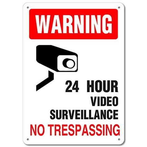 Warning 24 Hour Video Surveillance No Trespassing Sign Private