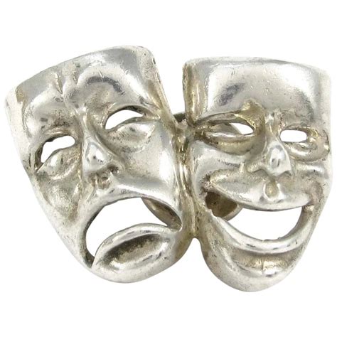 Vintage Comedy And Tragedy Mask Sterling Pin Tack