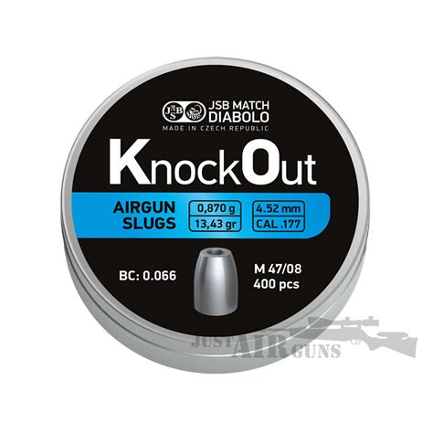 Jsb Knock Out Airgun Slug 177 Calibre Tin Of 400