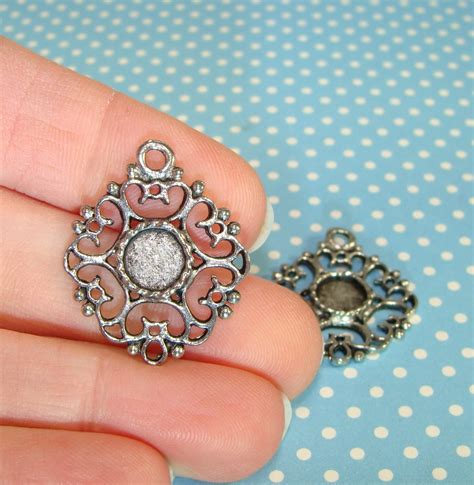 Round Chandelier Earring Charms Parts Blanks Cabochon Base Etsy