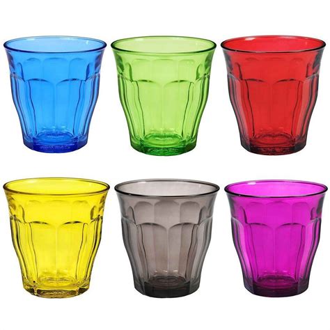 Duralex Picardie Multicoloured Tumbler Glasses 250ml Set Of 6 Duralex Colored Tumblers Glass