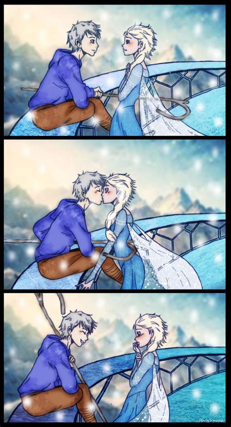 Jackelsa Surprise Kiss By Deviart4ever On Deviantart Frozens Elsa And Rise Of The Guardians