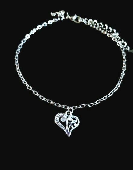 Silver Heart Anklet Silver Ankle Bracelet Heart Jewelry Womens Anklets Ebay