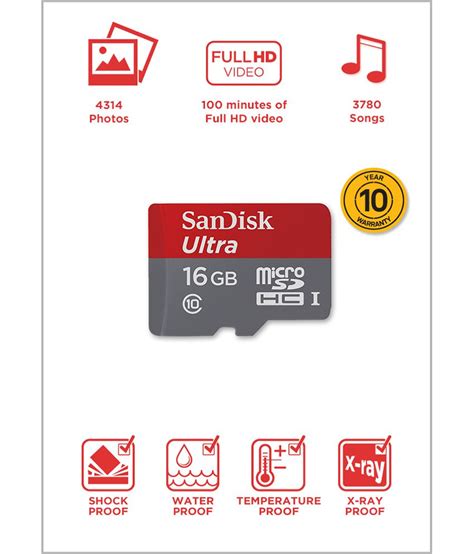 Карта памяти sandisk microsdhc card class 4 32 gb. SanDisk Ultra microSDHC 16GB 80MB/S UHS-1 Card - Memory Cards Online at Low Prices | Snapdeal India