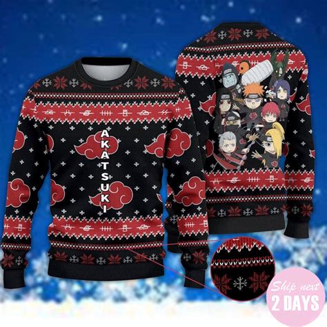 Akatsuki Ugly Christmas Sweater Anime Xmas T Ugly Etsy