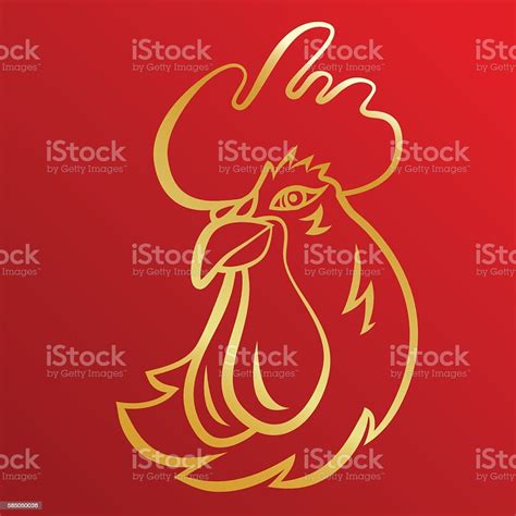 Rooster Logo Mascot Rooster Head Vector Illustration Foil Stock