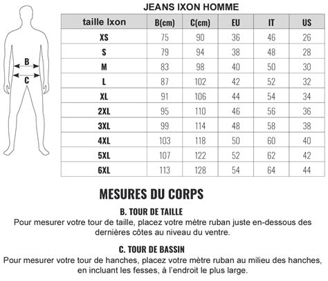 Guide Des Tailles Jean Homme Tableau Des Tailles Hommes Bollbing