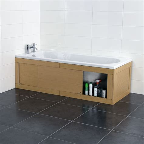 1700 mm walnut effect front straight wrapped wood bath panel. Croydex Unfold N Fit Light Wood Bath Panel with Lockable ...