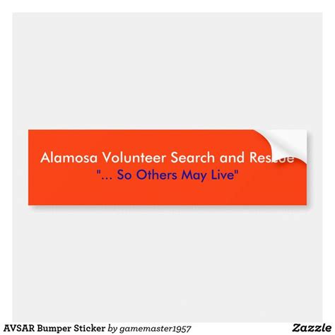 An Orange Bumper Sticker With The Words Alamosa Volunteer Search And
