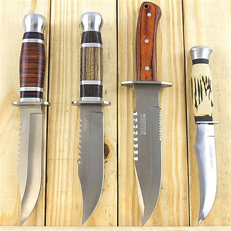 4 Piece Fixed Blade Hunting Knife Set With Wood Handle Unlimited
