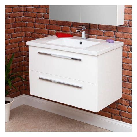 The sophisticated frosted mirror detailing gives a rich luster and inside are three polished glass shelves that can be moved to suite your exact storage requirements. Vasari Wall Hung Vanity Unit & Basin Gloss White - 800mm ...