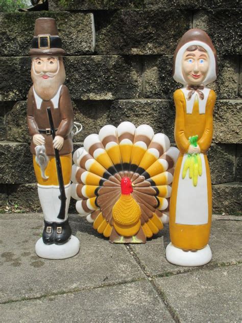 Thanksgiving Autumn Pilgrim Turkey Blow Mold Don Featherstone Yard Decor 3 Pcs Yard Decor Don