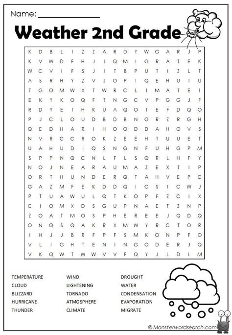 Weather 6th Grade Word Search Monster Word Search 452