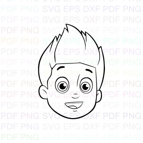 Ryder Face Paw Patrol Outline Svg Stitch Silhouette Coloring Etsy